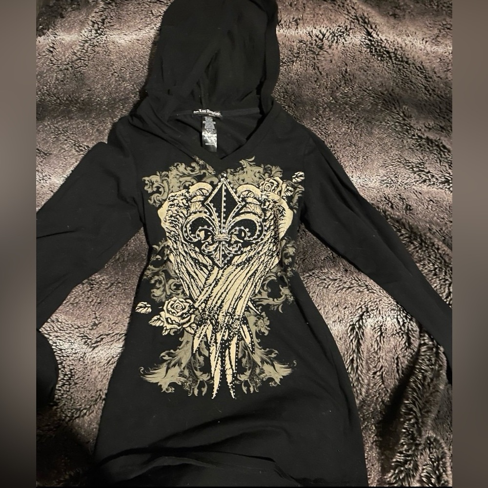 black y2k long sleeve w hood